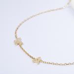 Necklace Mini 18K Gold White Micron Pave CZ Butterfly 925 Sterling Silver