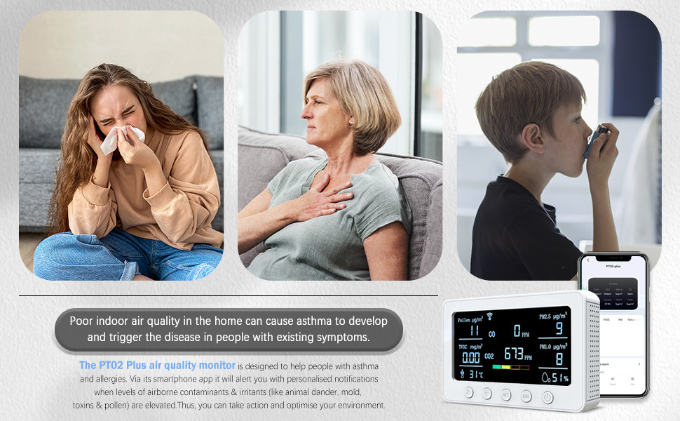 2.4GHz WiFi Indoor Smart Air Quality Monitor PM2.5 PM1.0 For Schools & Classrooms