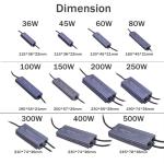 Waterproof LED Driver AC/DC12V 24V for Outdoor Lighting 36W 60W 100W 150W 200W