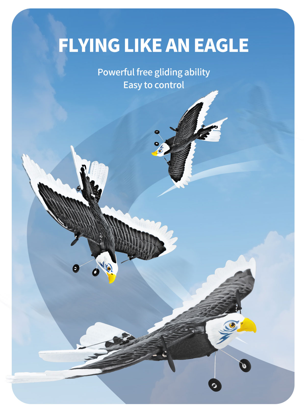 Features RTF 3ch Epp Foam Rc Simulation Wingspan Bald Eagle 2.4g Rc Glider Airplane Toys with 14 Years up Age Range