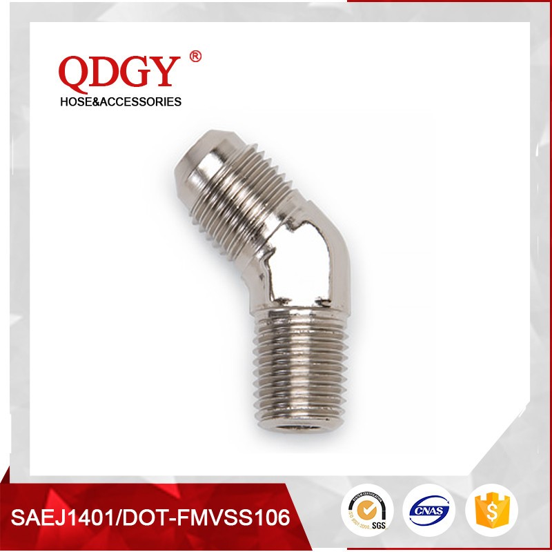 qdgy steel material with chromed plated coating -3 and -4 AN SAE Brake Adapter Fittings stainless 45 flare 1/8 pipe