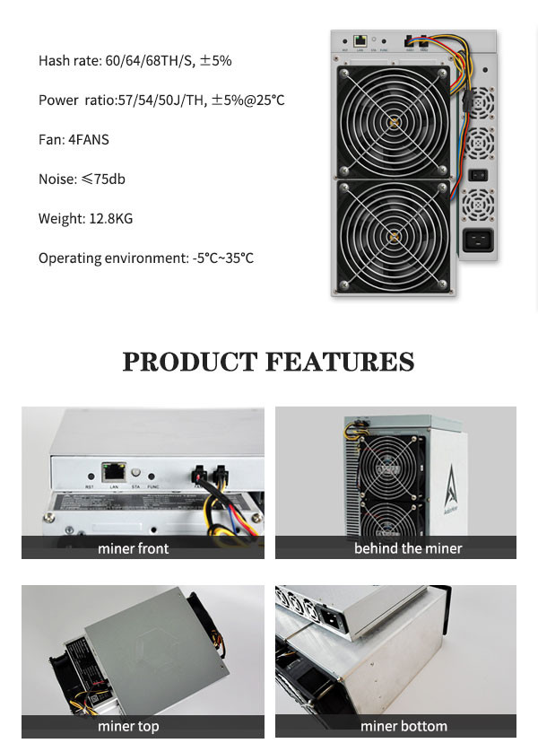 50W/T 54T/W 57W/T Asic BTC Miners , Canaan Avalon A1126 PROS 60T 64T 68T