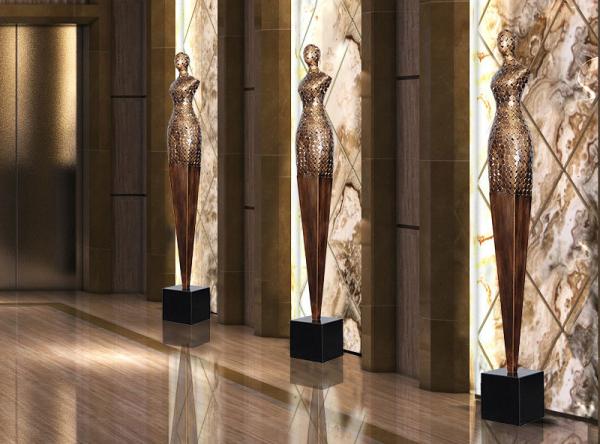 Floor Standing Shop Window Displays Accessories Copper Statue For Shop Window