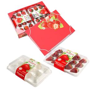 Quality Strawberry Disposable Fruit Salad Containers Transparent PET With Inner Tray wholesale