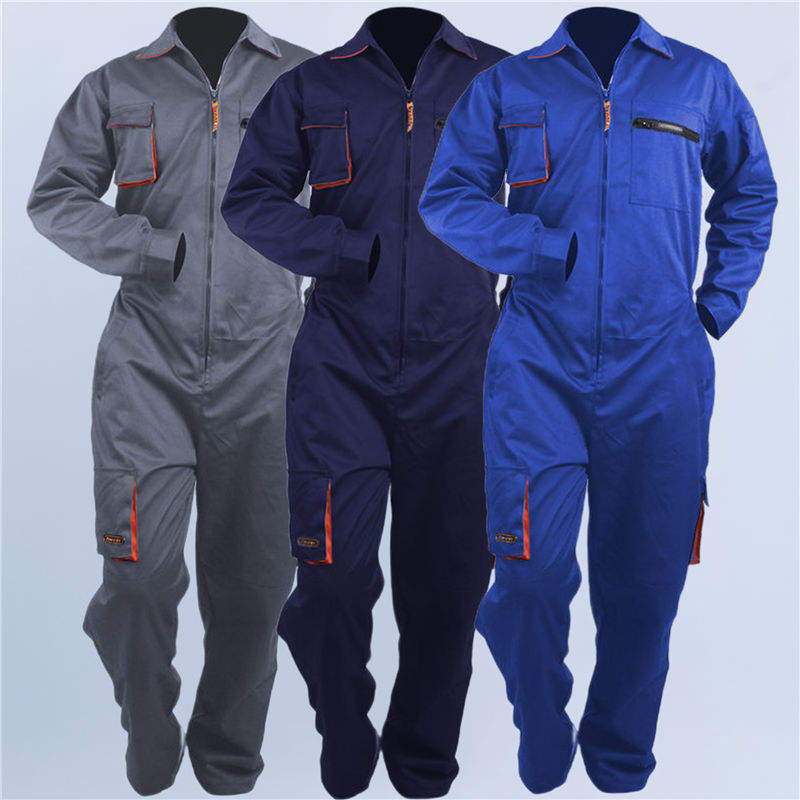 Custom Logo Industrial Worker Uniform Cotton Material Blue Grey Orange