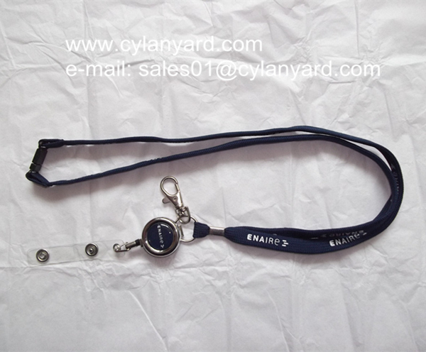 Tube polyester lanyard with metal sheet crimp