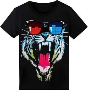 China Sound Sensor Flashing LED T Shirt With Fashion Printing For Adults on sale