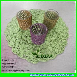 Quality LDTM-040 green paper straw placemat round floral decorative table placemat wholesale