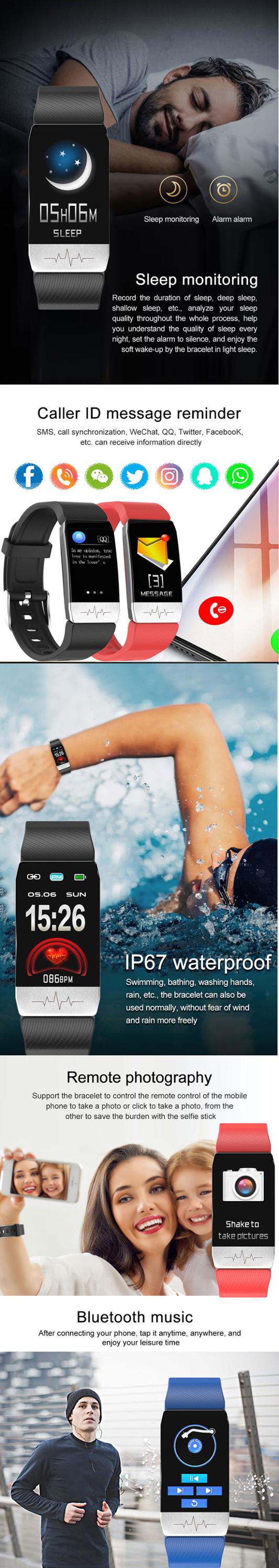 T1 Smartwatch ECG Square Shape 1.14" OLED Health Fitness Wearable Body Temperature Smart Watch