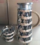 Best selling Seagrass bottle carrier Wicker detox bottle holder Seagrass glass