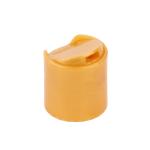 Golden Yellow Smooth Disc Top Cap Press Type PP Plastic Flip Top Caps For Cream