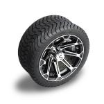 12 Inch Machined Black Wheel And 215/35-12 Tire Assembly No Lift Required