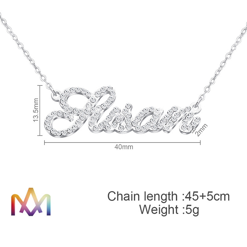 SS304L Sparkling Name Necklace With Elegant Nameplate Pendant
