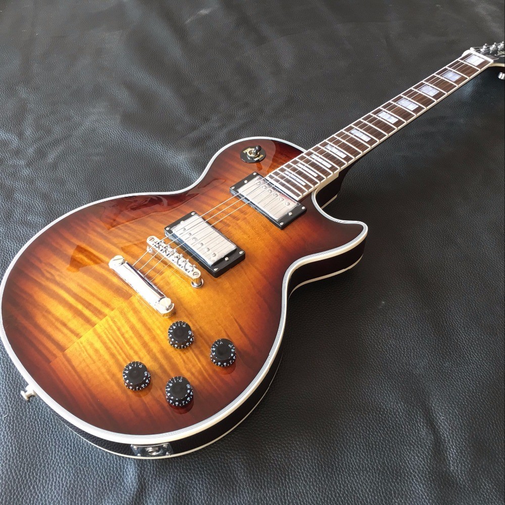 2017 line up custom 1959 R9 Tiger Flame LP Electric guitar,Chrome hardware,Chibson solid mahogany LP guitar