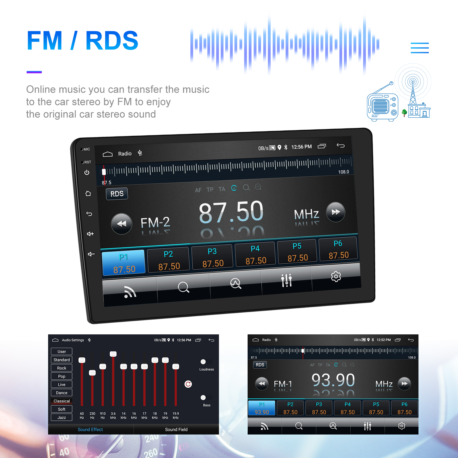 7/8/9/10/12/13 inch Wireless CarPlay Android Player with Build-in 2DIN GPS Navigation