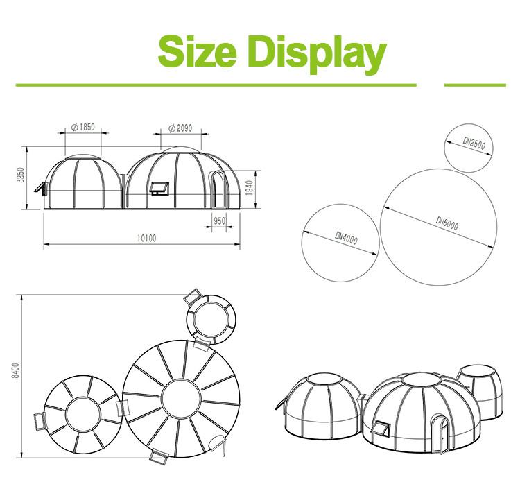Snow Resistant Glamping Bubble Tent Diameter 6m Transparent Bubble Tent
