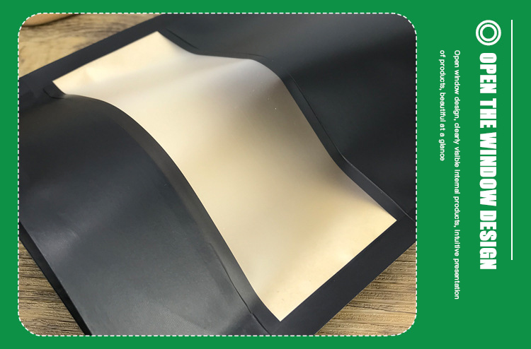 Custom Logo Black Plastic Polybag Food Package with Window Gravure Printing Size Optional