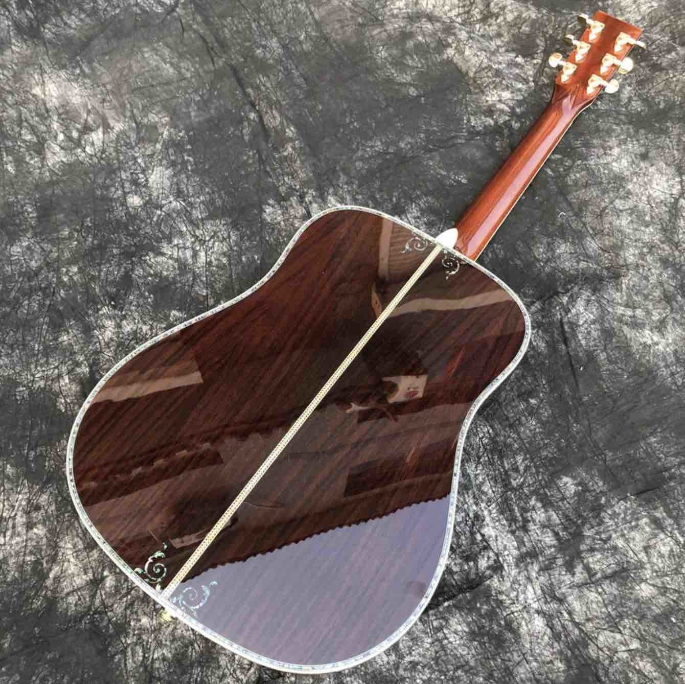 41 inch D style Solid spruce acoustic guitar,Ebony fingerboard,Abalone Tree life inlays acoustic electric guitar