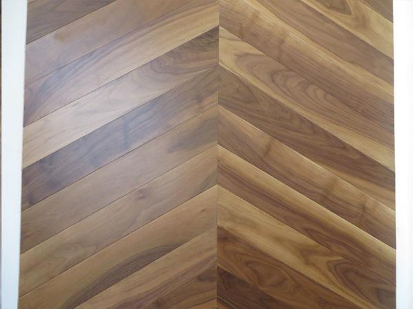 American walnut Chevron parquet engineered wood flooring; Chevron in American