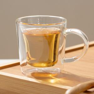 Quality Hand Blown 70ml Double Wall Espresso Glass Cups Clear 2.5 Ounce With Handle wholesale