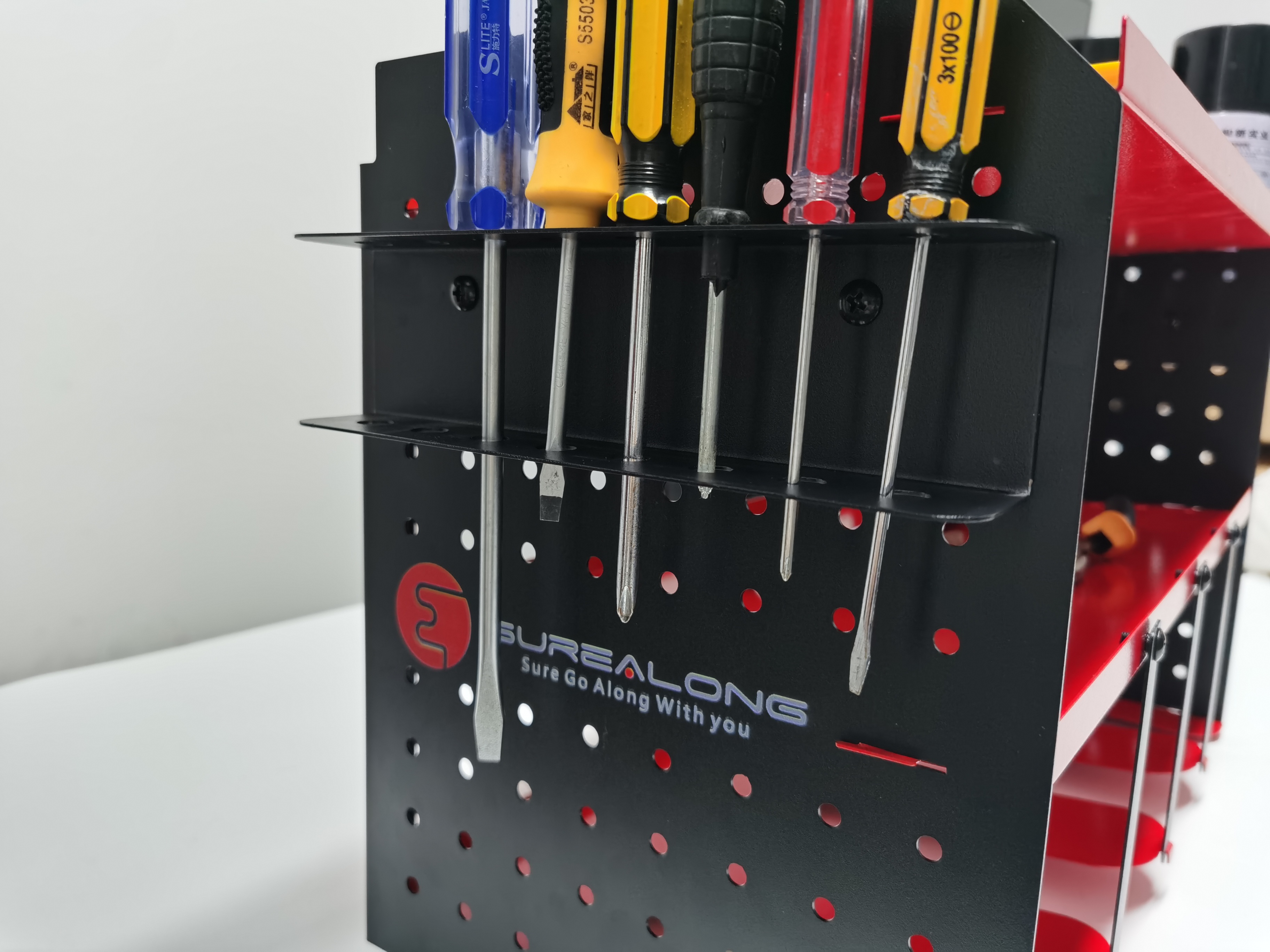 Wall Mount Drill Holder Garage Storage Rack, Pegboard Screwdriver Holder