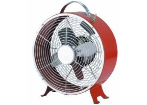 Quality Stand Round Base Small Electric Fan Alarm Clock / Retro Metal Desk Fan wholesale