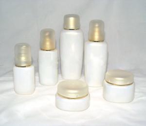 Quality White Blown Frosted Cream Cosmetic Glass Bottles and Jars wholesale
