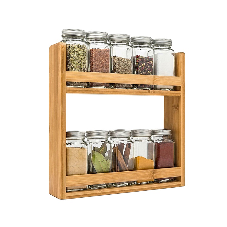 28x28x8cm Bamboo Spice Holder Tray for In-drawer Kitchen Cabinet 3-tier Organization
