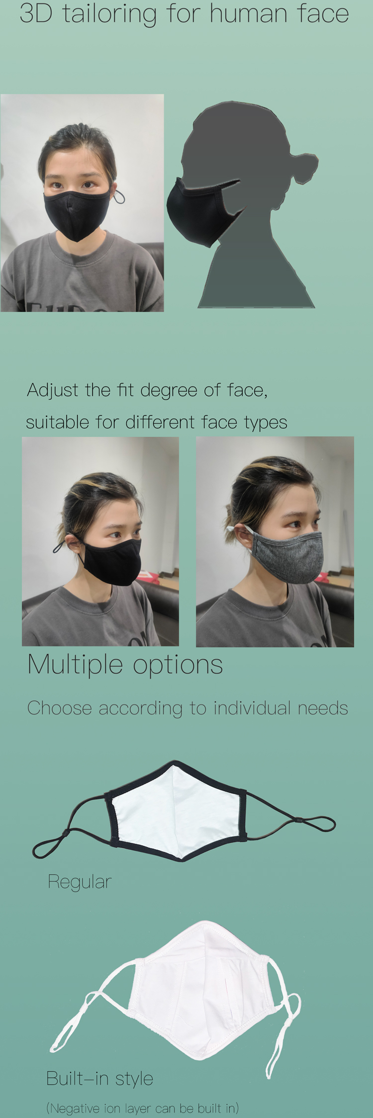Reusable Fashion Fabric Mask Personal Protective Anti-Virus Elastic earloop