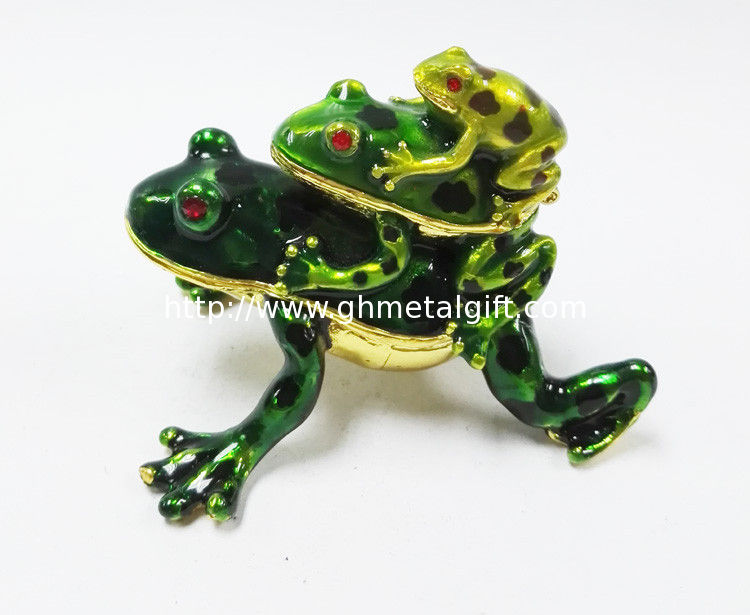 Baby Mum Frog trinket jewelry box Pewter Frog Trinket Box Jewelry Box