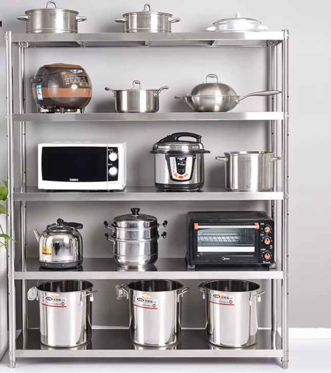 CE BSCI Kitchen Floor 5 Tier Stainless Steel Storage Shelf Box High Capacity
