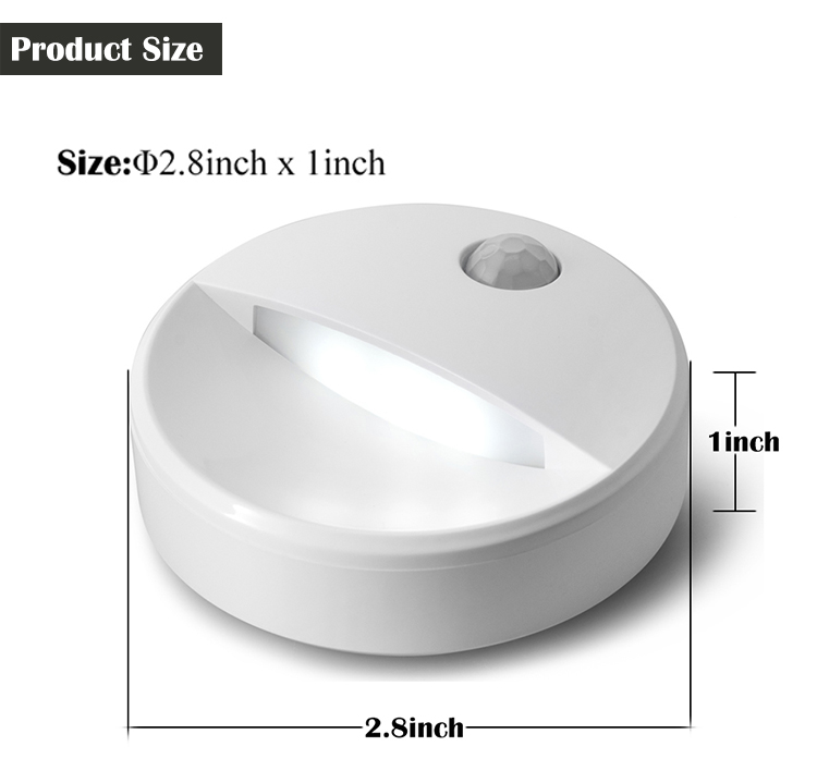 800mAH 2.8*1inch USB Rechargeable Motion Sensor Light Round Shape