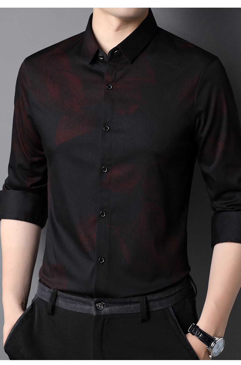 Custom Plus Size Viscose/Polyester/Spandex Long Sleeve Dress Shirt for Men's Shirts