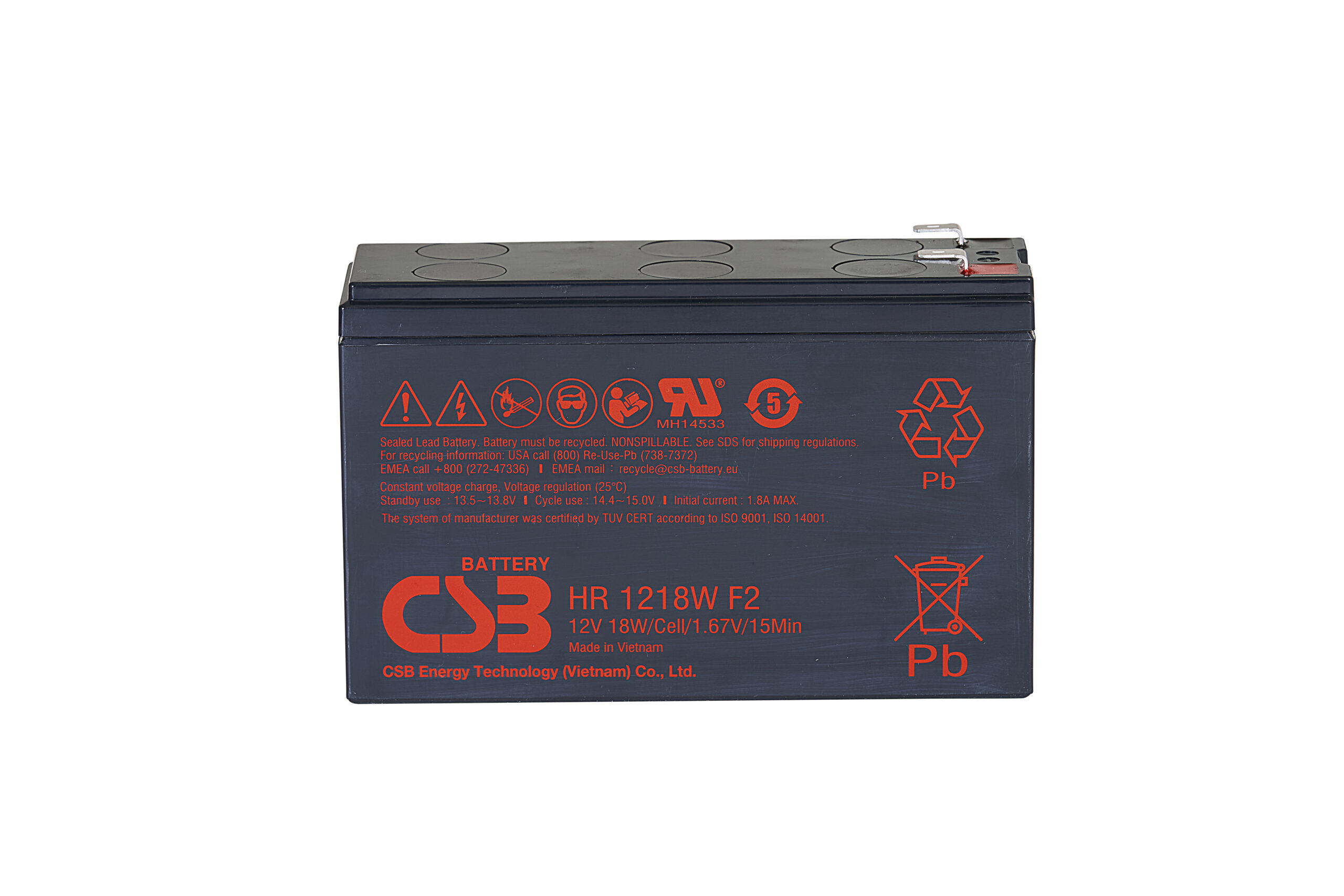 CSB Battery HR1218W 12V 18W 1.67V High Performance Rechargeable Maintenance-Free 12V 18W Lead Acid Battery