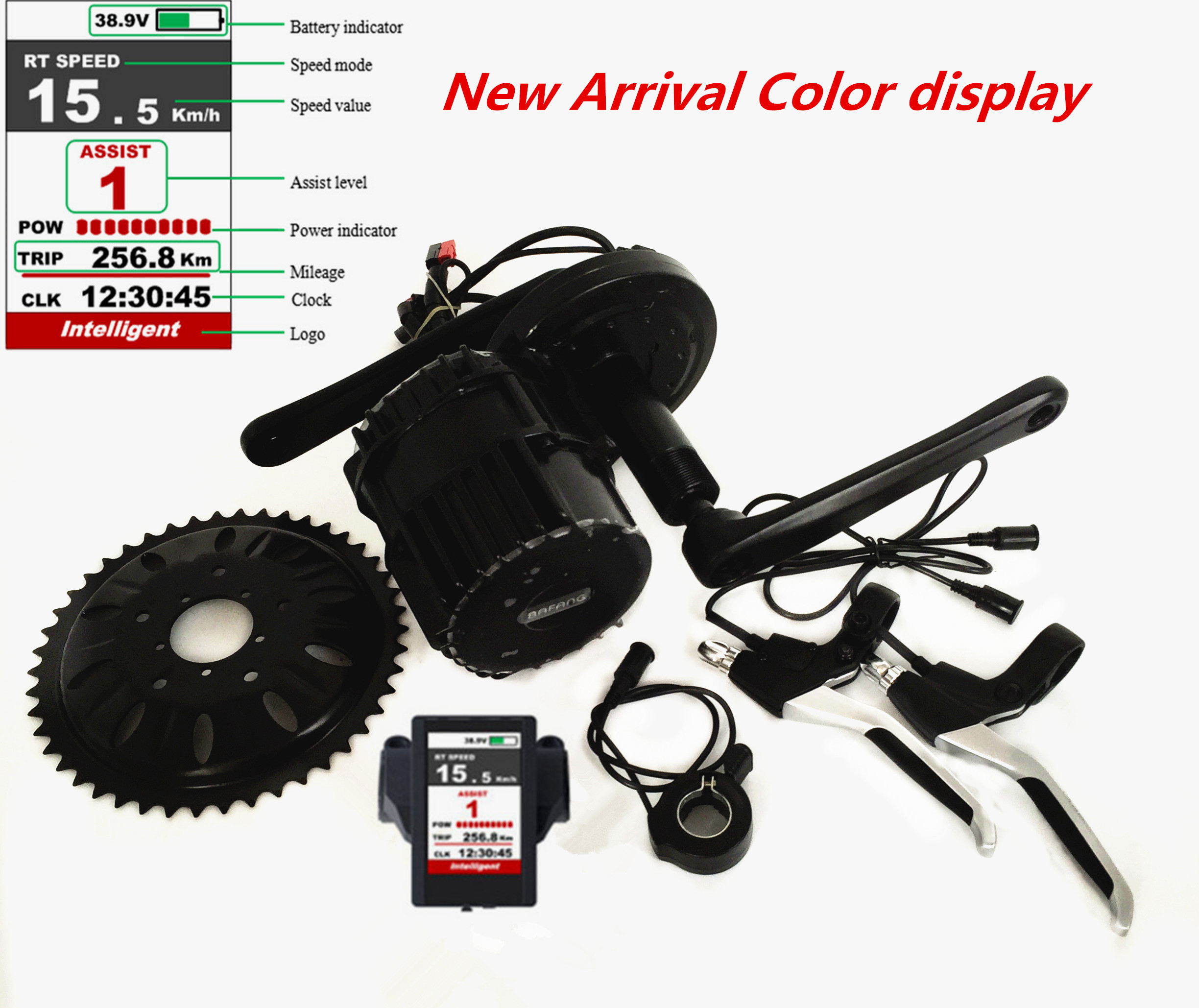 8fun 48v 750w Electric Bike Mid Motor 46Teeth Thumb Throttle
