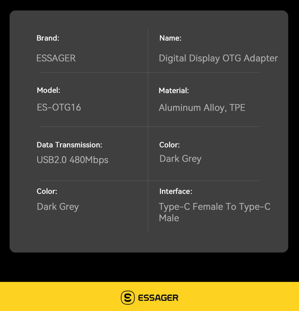 ESSAGER ES-OTG16 Series USB OTG Adapter Android OTG Type C 240w