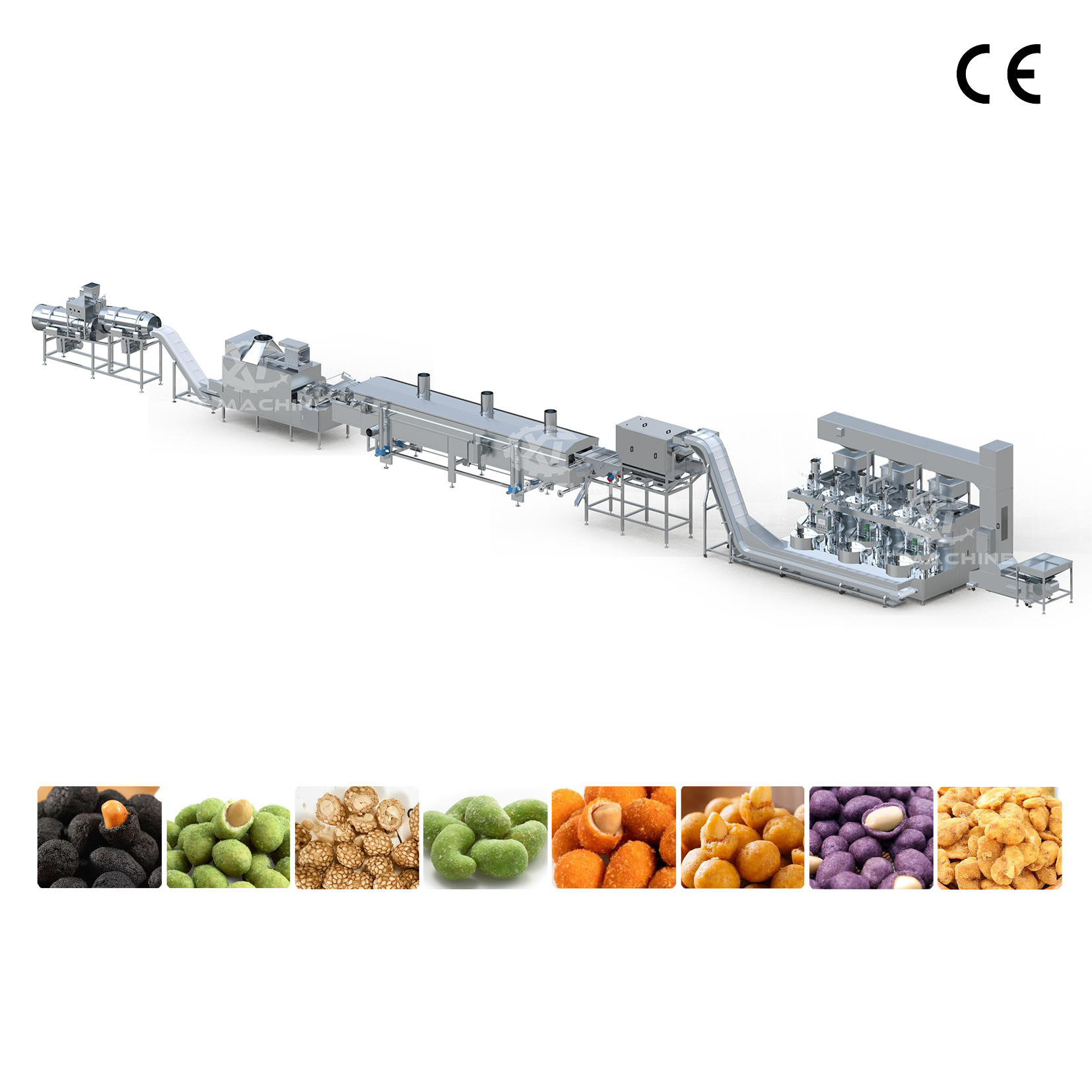 Fulliy Automatic Controlled Advanced Peanut Coating Frying and Flavoring Production Line for Consistent High Quality Output 700-800kg/h