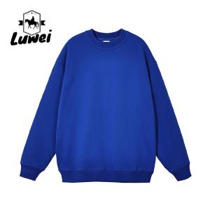 Quality Custom Long Sleeve Solid Color Clothing Organic Embroidery Oversize Man Pullover Round Neck Blank Hoodie wholesale