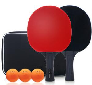 Quality Red Blue EVA Sponge Black Handle Table Tennis Set 3 Star Bat and ABS Balls Oxford Bag wholesale