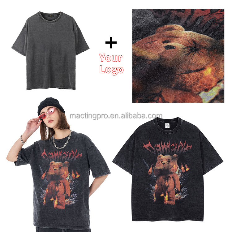 Custom Oversized Distressed T-Shirt with Saw Raw Hem and 100% Cotton Fabric