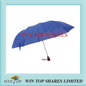 Quality Blue Printed Polyester 3 Folds Gift Umbrella wholesale