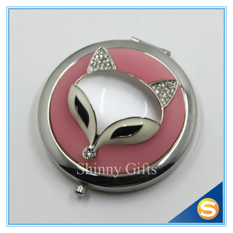 Shinny Gifts Creative Fox Design Makeup Mirror Fancy Convenience Pocket Mirror