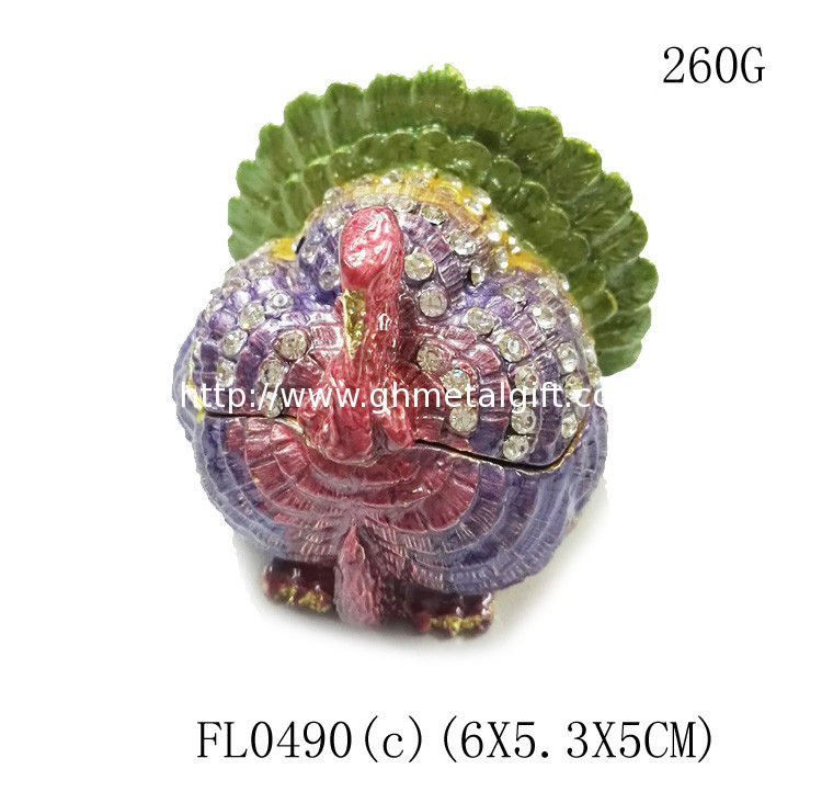 Fashion Pewter Rhinstone Enamel Bird Trinket Jewelry Box Metal Alloy Bird Trinket Jewelry Box