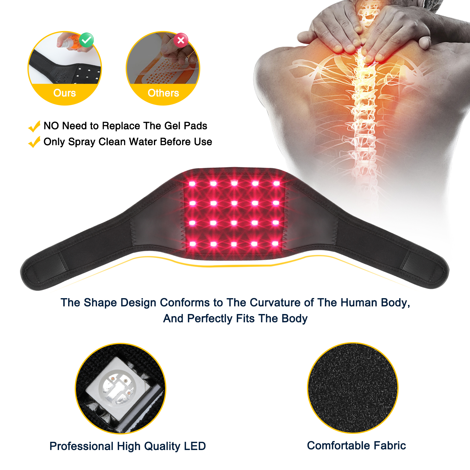 Red light 660nm 850nm hot pads physical therapy heating pad for pain relief period pain relief device