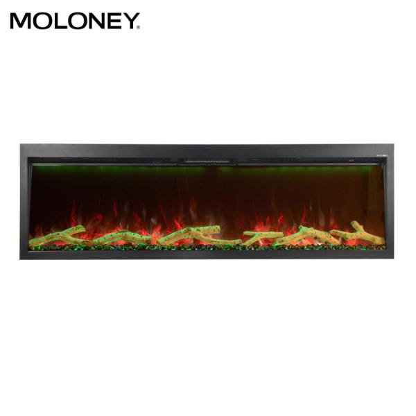 30inch LED Built-in Electric Fireplace Single Viewing Side Black Frame Colorful