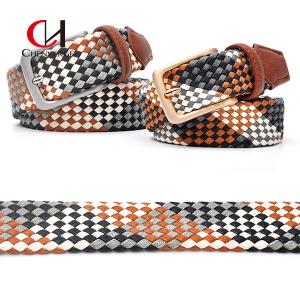 Quality Couples Style Woven Elastic Belt Fashion Plaid Women Handmade wholesale