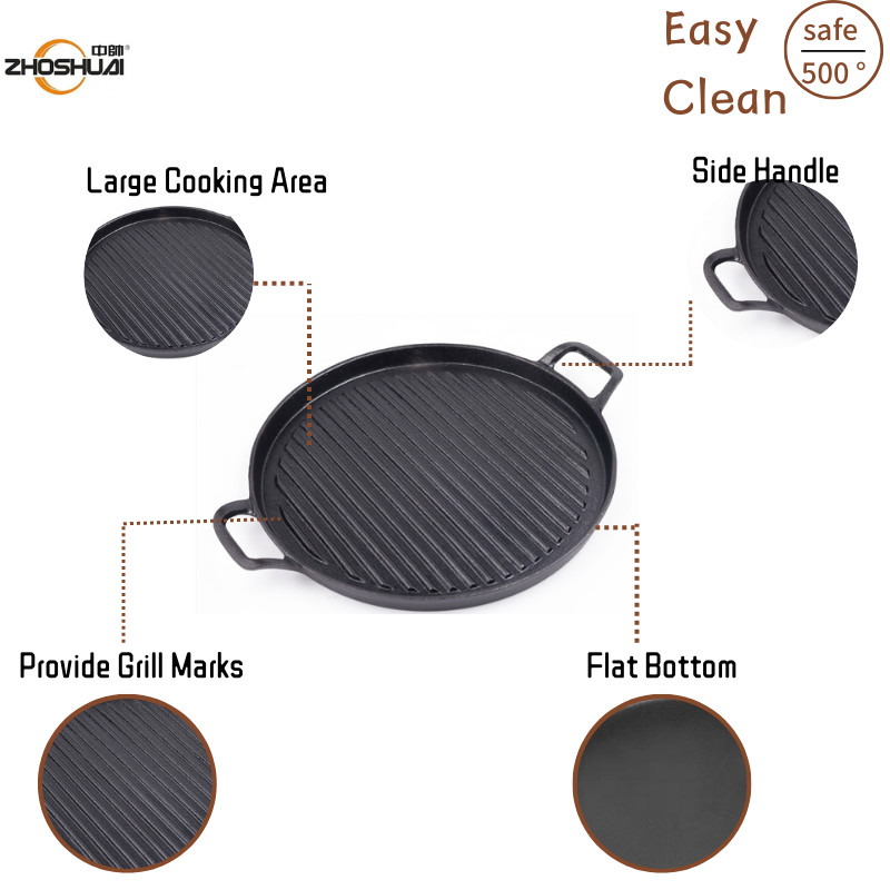 BBQ Pre Seasoned Cast Iron Griddle Pan With Superior Heat Retention