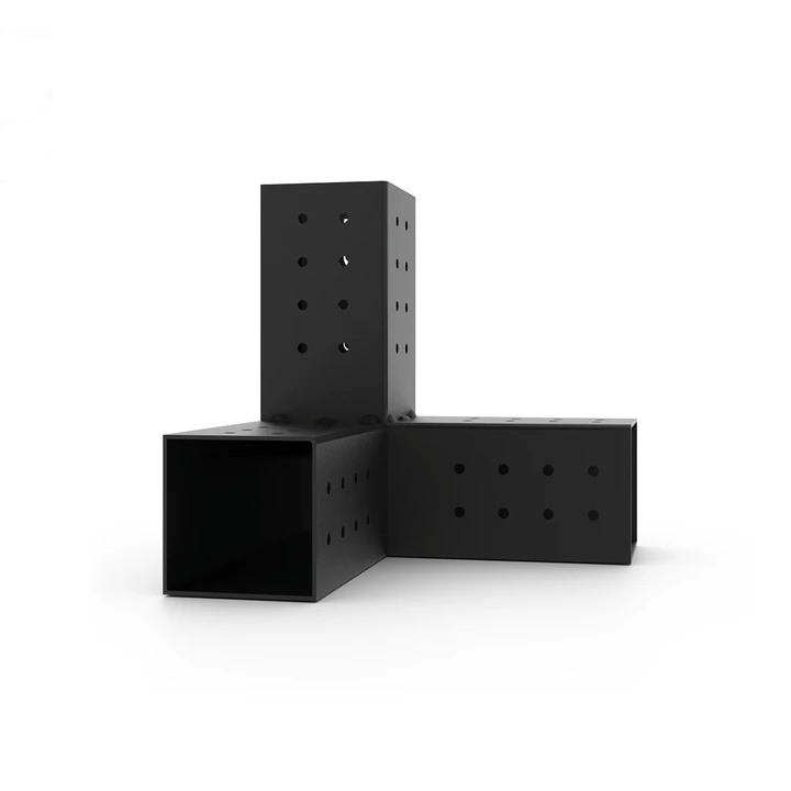 Steel Gazebo Bracket Kit with Electrophoretic Paint Coated 3 Way Angle Extension Bracket and Post Base