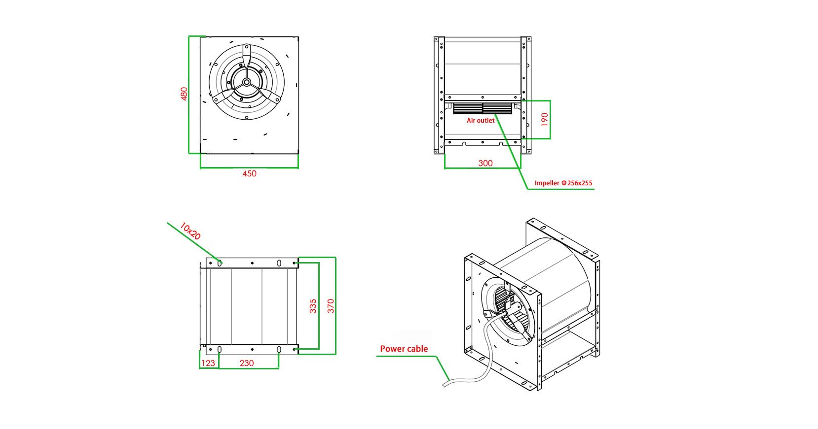 Commercial IP54 Double Inlet Centrifugal Fans For Office Buildings