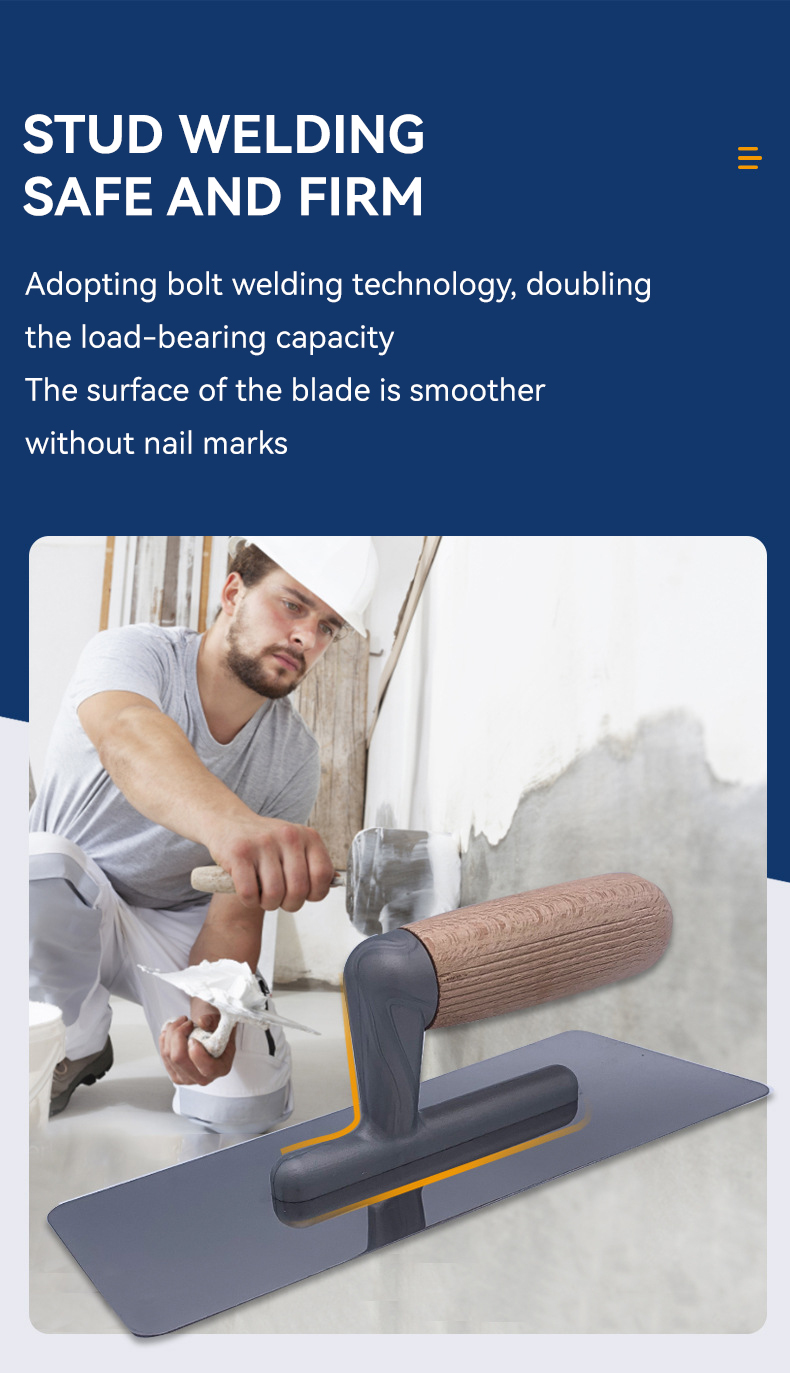 Stainless Steel Rubber Handle Trowel for Finishing Plaster Bricklaying Tasks and Jobs